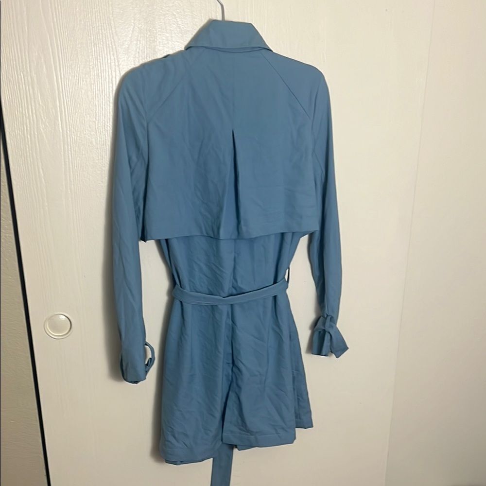 Lightweight Blue Ruffle Trench Coat - Picture 4 of 4